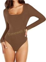 LILYSUM Women's Sexy Long Sleeve Bodysuit Top  LG