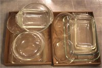 2 Tray lots assorted Pyrex baking dishes