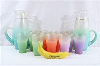 15-1950s BLENDO Frosted Colors Pitchers & Tumblers