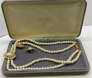 Hecht Company pearl necklace with matching