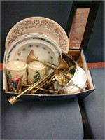 Box lot of plates and candle holders