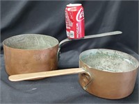 2 Vintage 1889 French Custom made Copper pots