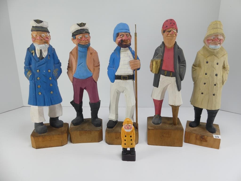 GROUP OF WOOD CARVED SEA FARERS