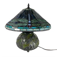 Modern Stained Glass Style Dragonfly Table Lamp