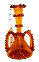 Vintage amber glass 2 handle vase