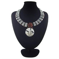 Natural Multi-Color Stone Diamond Polished Necklac