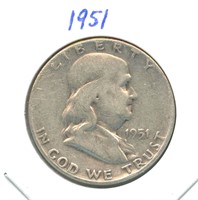 1951 Franklin Silver Half Dollar