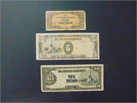 WW2 Occupied Japan Papaer Money (3 Bills)
