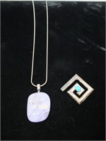 STERLING SILVER PIN & NECKLACE