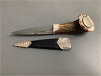Fine Bone Handle Knife with Decorated Sheath