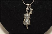 Sterling Italy Chain w/ Sterling Dog Bell Pendant