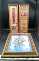 2 Game Room Signs and a Flower & Vase  Watercolor
