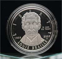 2009 Louis Braille Silver Dollar