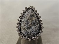German Silver Dendrite Opal Ring
