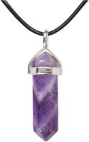 Natural African Amethyst Pointed Leather Necklace