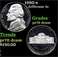 Proof 1980-s Jefferson Nickel 5c Graded pr70 dcam