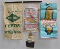 4 paper & cloth seed bags Pioneer & others