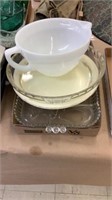 Lot of glass dishes including serving tray