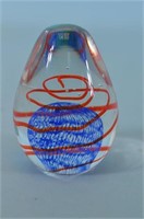 Glass Paperweight w/ Red and Blue