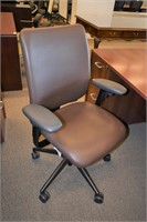 STEELCASE "LIFE" CHAIR, BROWN LEATHER EXECUTIVE