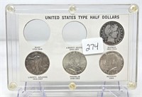 U.S. Type Half Dollars (4, 90%)