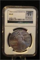 1996-S Commemorative $1 Silver Coin Certified