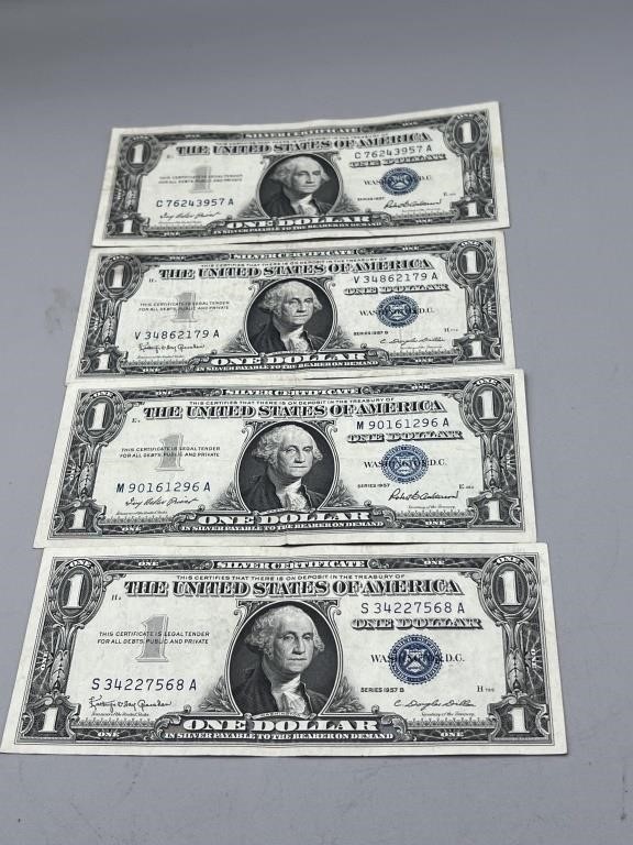 (4) 1957 $1 Silver Certificate Notes