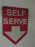 old gas station self serve metal sign