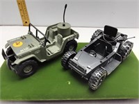 2 COLLECTABLE PLASTIC TOY JEEPS