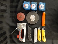 Handyman Lot - Staple Gun, Measure Tapes , Knives