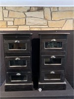 Pair of 3 Glass Front Drawer Cabinets