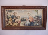 35"x 19" Vintage Religious Print In Wood Frame