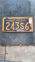 1937 Pennsylvania License Plate