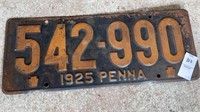 Antique Pennsylvania License Plate