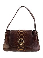 Gucci Brown Python Double G Logo Shoulder Bag