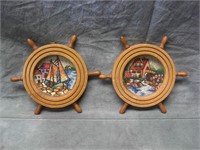 Small Needle Craft Pictures in Ship Wheel Frames