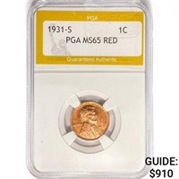 1931-S Wheat Cent PGA MS65 RED