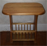 (L) Oak Magazine Rack Lamp Table - 24x15x23"