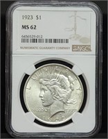 1923 Peace Silver Dollar NGC MS62 Slab
