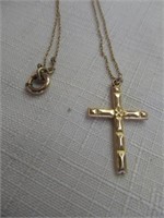 14k Gold Link Chain & Gold Cross Pendant