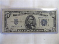 US $5 Silver Certificate Series 1934B