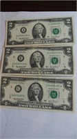 3- 2003A Two Dollar Fed. Res. Notes, Cabral & Show