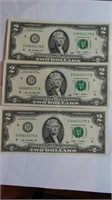 3- 2009 Two Dollar Fed. Res.Notes, Rios & Geithner