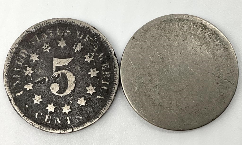 2 - 1867 Shield Nickels