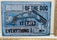 Beware of the Dog Metal Sign
