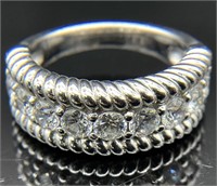 Sterling Silver Channel Set Stone Ring Sz 5