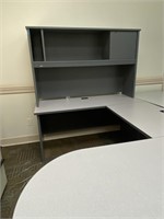 U-shaped Office Desk With Hutch -90"x60"x66-3/4"