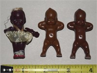 (3) Vtg Black Miniature Baby Doll Figures