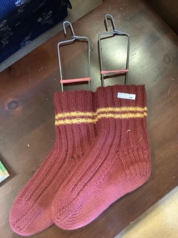 Vtg. 21" sock stretches w 2 pair of wool socks
