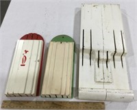 3 wooden knife racks